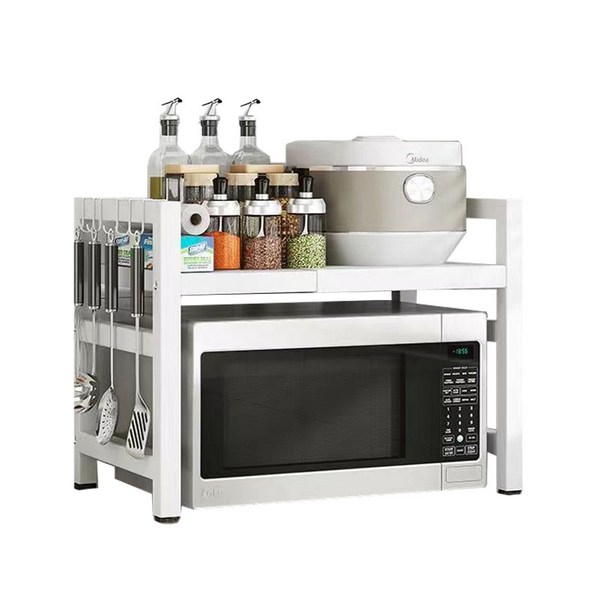  밀스턴 길이조절 전자레인지선반, 2단 화이트 