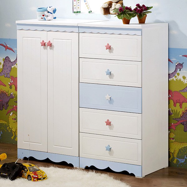 미자크 파스텔 수납장+5단서랍장세트 / 베이비옷장 아기옷장 키즈 출산준비 유아가구 1200 1600, 블루화이트, 파스텔 수납장+5단(600)