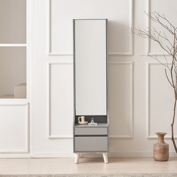  파로마 이프 엘사 전신거울 틈새 수납 화장대, 그레이 FJL1092 