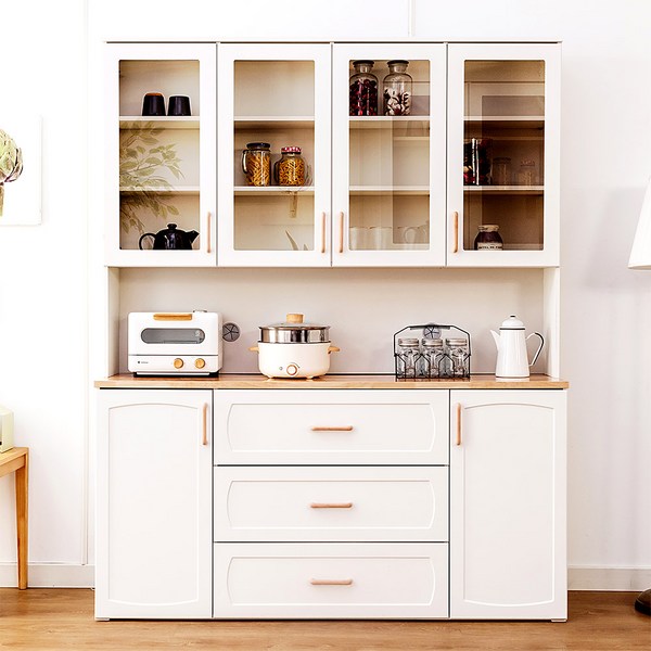 호두데코 데일리 1600 주방 수납장(서랍형)+상부수납장, 크림화이트