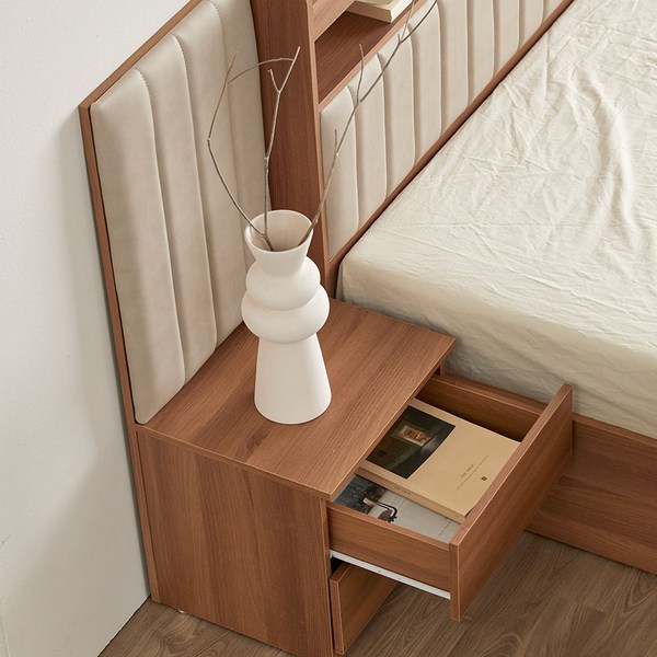  인베스코 닉스 아트월 템버보드 LED 침대 프레임 SS Q, 협탁 1개 