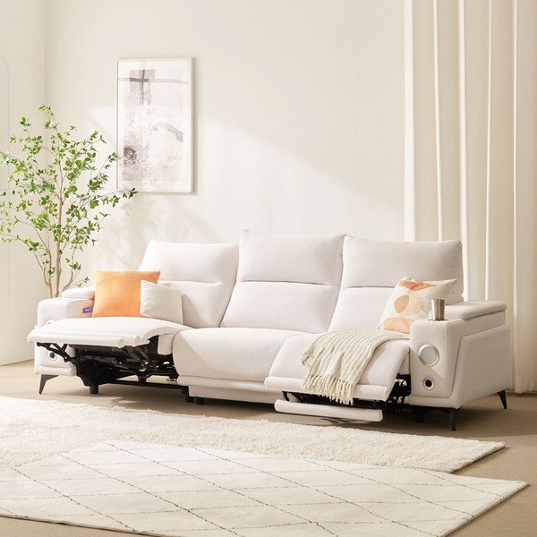  [저스틴퍼니처]카이 이지클린 멀티 전동 리클라이너 4인 소파, 크림아이보리 