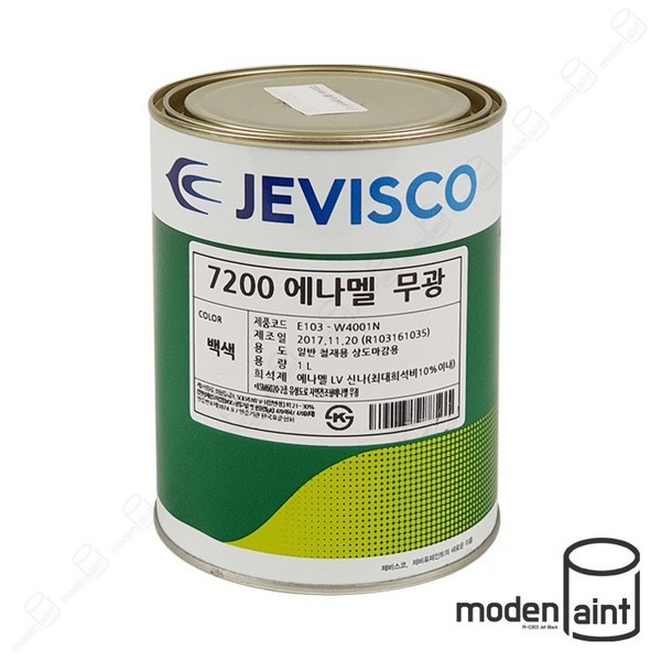 제비스코 7200 에나멜 프라임 1L 철재 목재 유성 페인트, 무광 백색, 1개