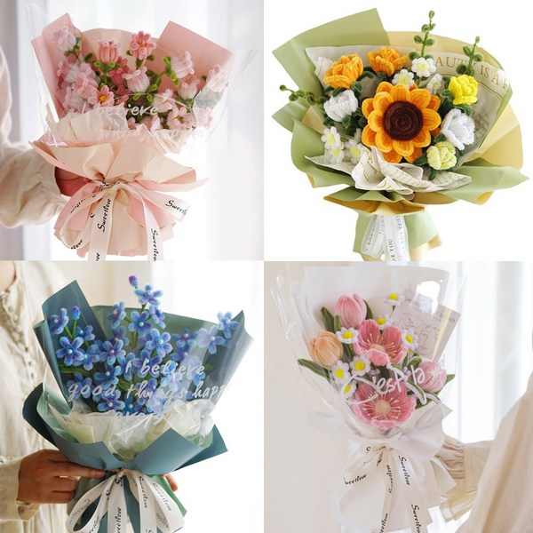 모루꽃다발 만들기 DIY 시들지않는꽃, 8 데이지 핑크