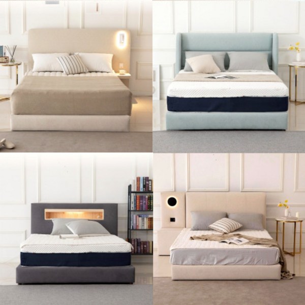 에덴느 싱글침대 프레임 1인용 led 수납형 미니침대 원룸 슈퍼싱글, 러브 / 슈퍼싱글 1100, 민트, 침대+협탁2개+은하수 속 평화 매트리스