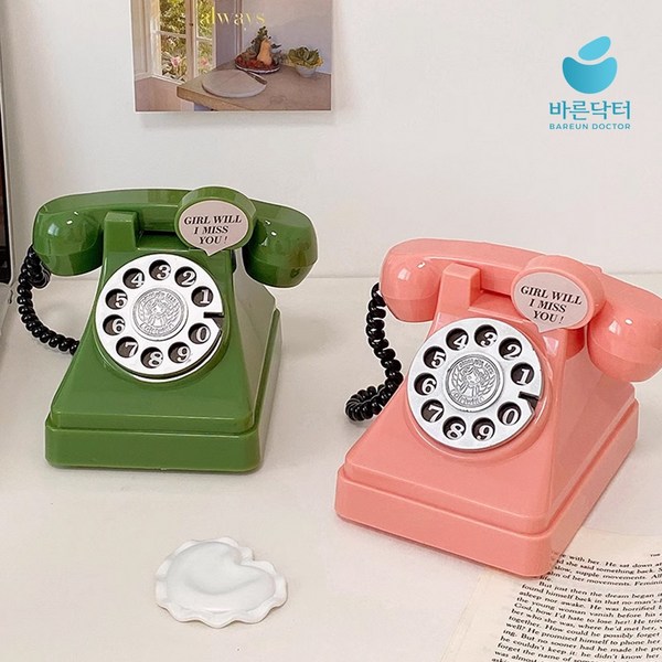  바른닥터 전화기 저금통 빈티지 레트로, 1개, 블랙 
