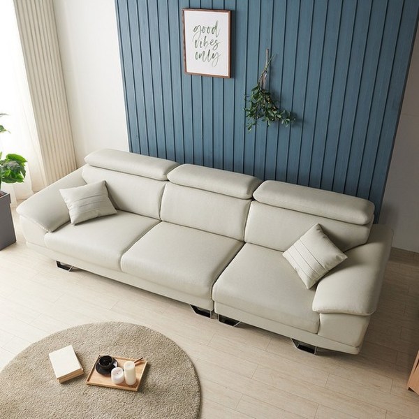  한샘몰pick 폴로까사 생드니 가죽 4인용 소파(3종/택1), 라이트 그레이(C) 