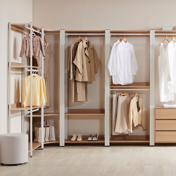 [전문시공][국내생산 친환경마감재] (세트) 상일리베가구 아이언 철제 드레스룸 옷장 행거 시스템행거 1600 2400 3200, 화이트