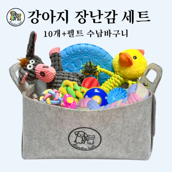 [RainbowTails] 10가지 기능의 강아지 장난감 세트: 놀이와 치아 관리 그리고 교육까지 한 번에