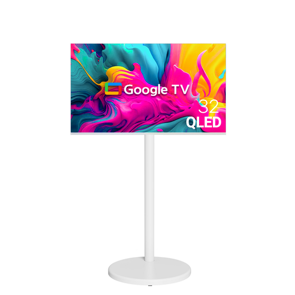 무빙큐빅스 스마트 32인치 FHD QLED 삼탠바이미 화이트에디션 스탠딩 이동식 TV