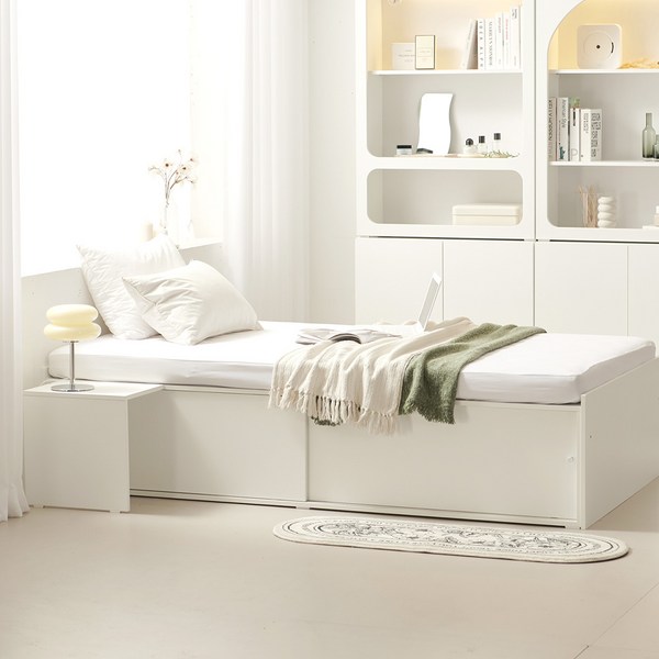  룸앤디 마몽 슬라이딩 벙커 빅수납 침대 프레임 냄새없는 E0등급 협탁포함 SS, 마몽 슬라이딩 침대 SS_런던그레이 