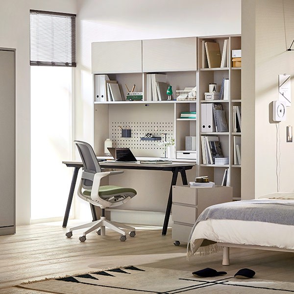  [일룸] 로이모노 1400폭 6단 책상세트(D600 도어포함), 벽고정 설치 확인, 웜화이트+웜화이트(WWWW) 