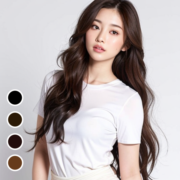모던하루 긴머리 웨이브 가발 패션 헤어피스 똑딱이 3피스, 1개, 다크 브라운 50cm
