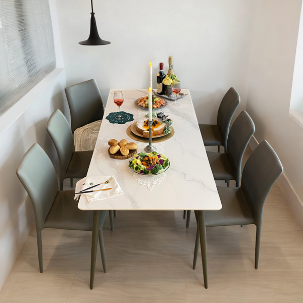 까미노디자인 포세린세라믹 6인용 식탁세트 CM-CERA6P, 화이트테이블+의자그레이6