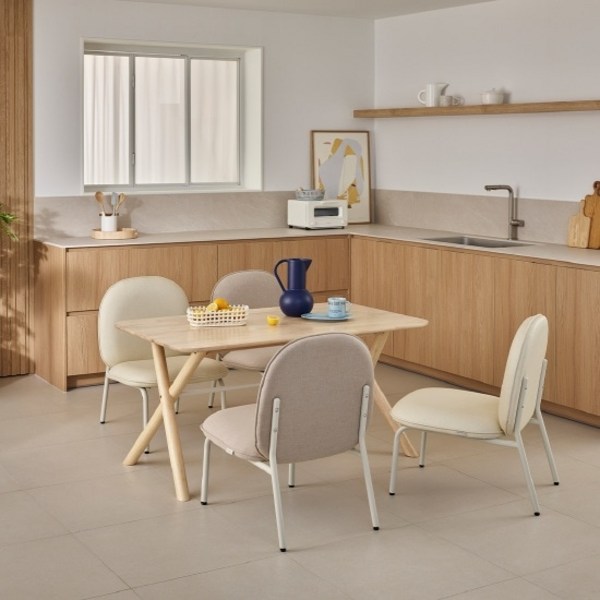 한샘 투티 4인 낮은 식탁세트(스틸의자4 포함), A형 아이보리(인조가죽)(A)