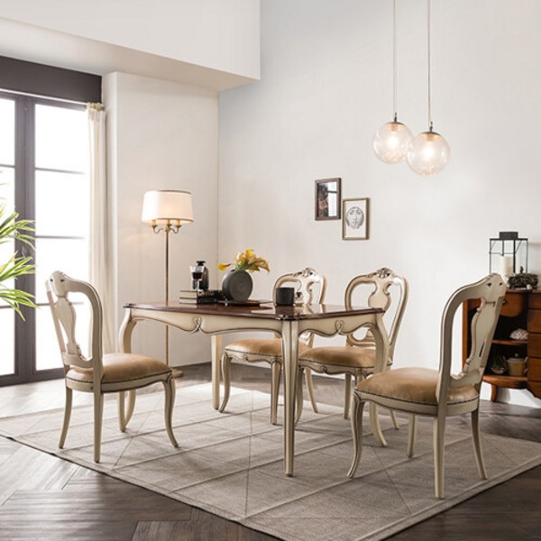  리체갤러리 [리체갤러리] 빈티지엔틱 엘라 아이보리 4인 식탁의자세트, 단품없음 