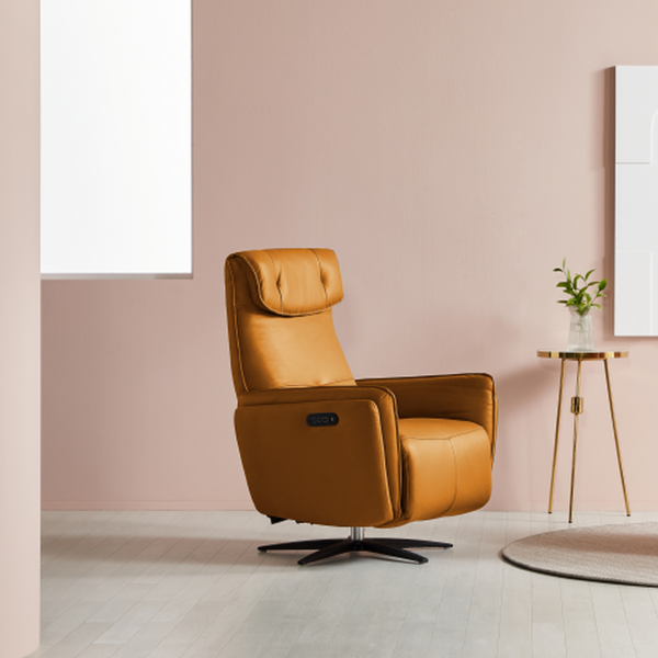 BM 펜 회전 안락의자 전동 리클라이너 무중력 1인 일인용 가죽쇼파, 카멜