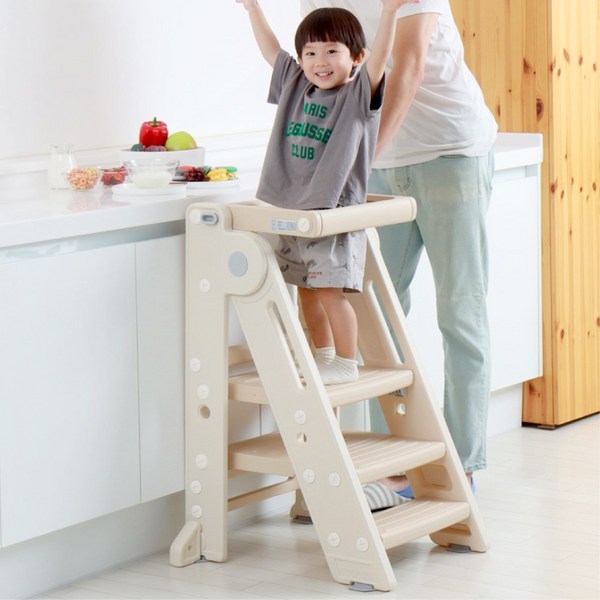 헬로디노 러닝타워 키친헬퍼 접이식 높이조절 유아 디딤대, 1개