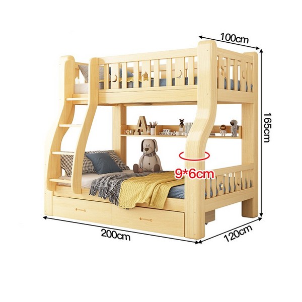 쌍둥이침대 책상세트 이동식 실목 상하 침대 띠 옷장 이층 침대 이층 고저, 서랍침대 100  120