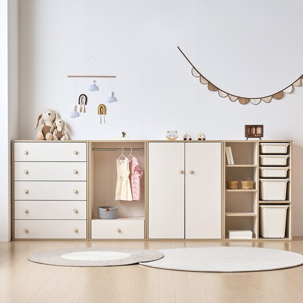  룸핏 보노 베이비장 아기 옷장 유아 5단 서랍장 교구장 바구니장 수납장 행거 장난감 정리함 세트, 720 교구장, 낮은형(다리없음) 