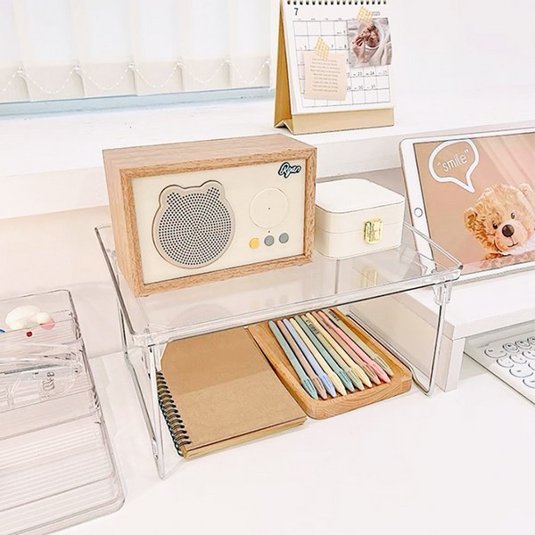  리빙앤소품 미니 선반, 2개, 투명 