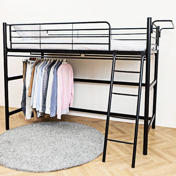 일루일루 코모드i 행거형 낮은 벙커침대 옷장 성인 2층 수납 프레임, 블랙(프레임만)