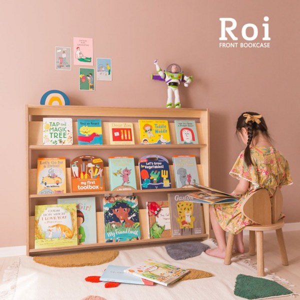  [꼬메모이] 로이 전면책장 1200 / 자작나무 원목 유아 아기 키즈 책장, 로이전면책장1200(화이트) 