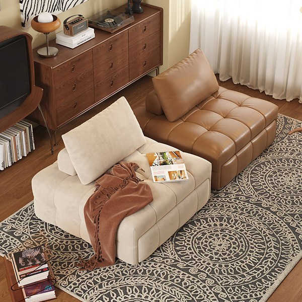 디모 1인 접이식 소파베드, 스크래치방지 가죽, 블랙