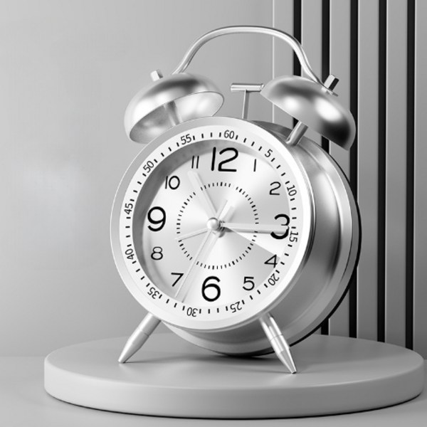 [CLARTTE] 자명종 시계 알람 무소음 탁상시계 시끄러운 모던 심플, 화이트