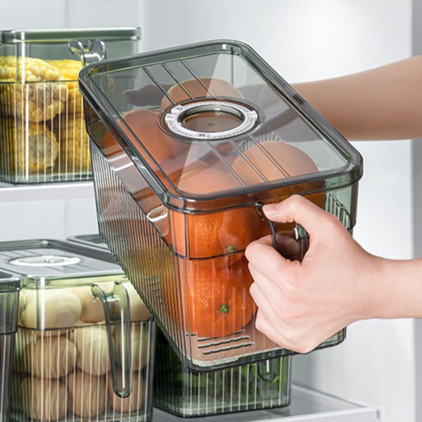  CKLIVING 냉장고정리용기 트레이 냉동실 보관용기 식약처인증제품, 투명그린 