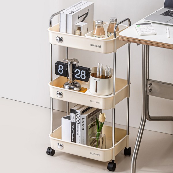  태영스토어 이동식 3단 감성 디자인 다용도 트롤리 선반 