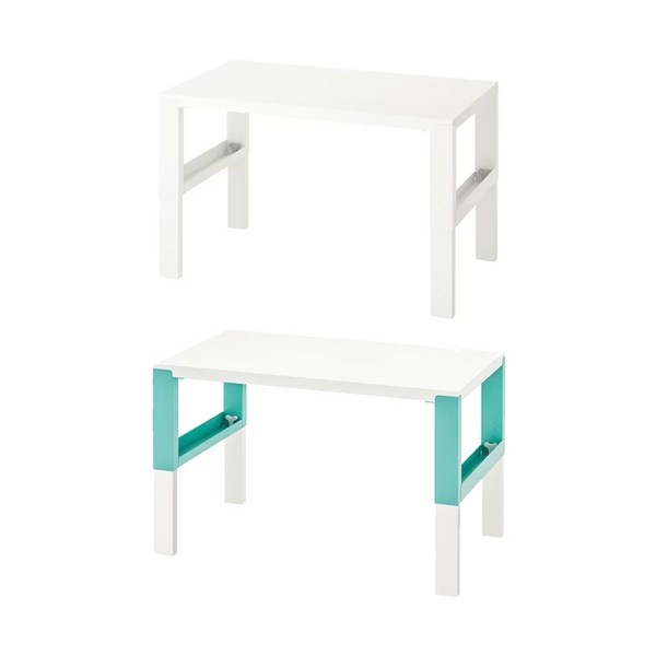  이케아 PAHL 폴 높이조절책상 96x58cm어린이책상유아테이블데스크공부방키즈가구, 화이트/터쿼이즈_694.374.76 