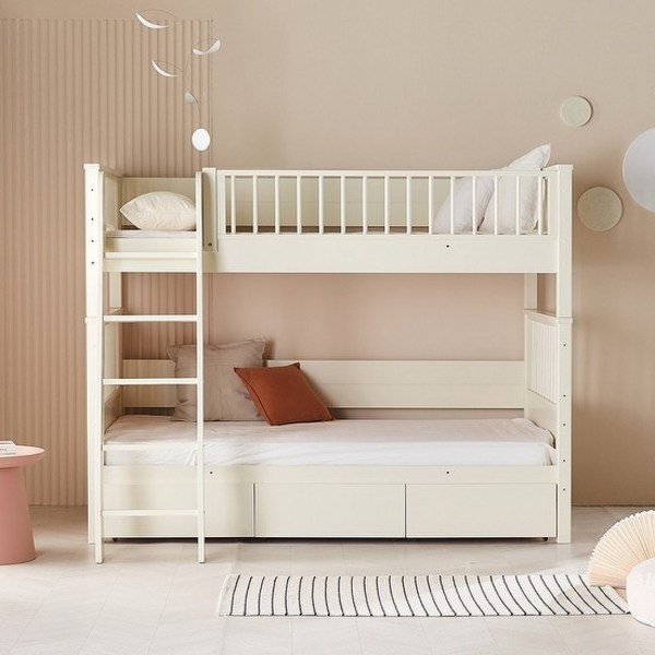 [한샘몰x우드몽드] 랑데부 원목 분리형 이층침대 (하단서랍 포함) + 스프링 매트리스, B 메이플우드(B)