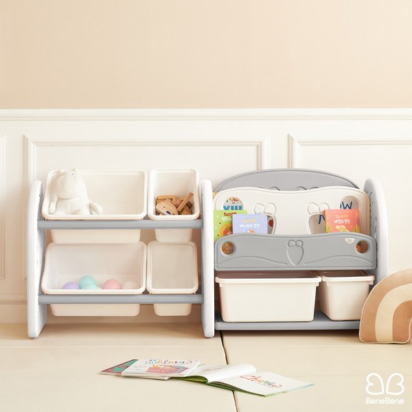  베네베네 당근 어린이 유아 아기 정리대 전면책상 수납함 풀세트2, 화이트+그레이 