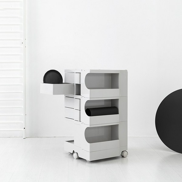 마켓비 BINGEURI 회전서랍 트롤리 4단, 라이트그레이6653.9205