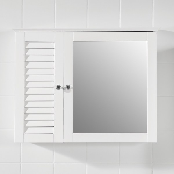 SoBuy 화장실 욕실장 전면 거울 욕실 수납장 BZR55, 흰색, 1개