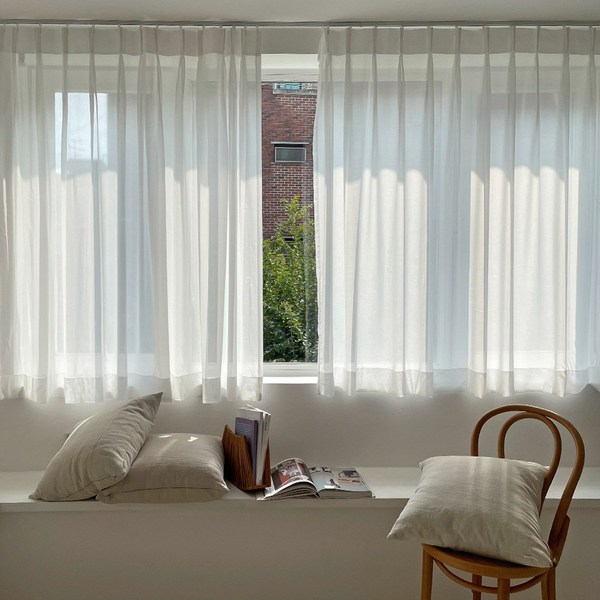  프리미엄 화이트 나비주름 쉬폰커튼 2장세트 