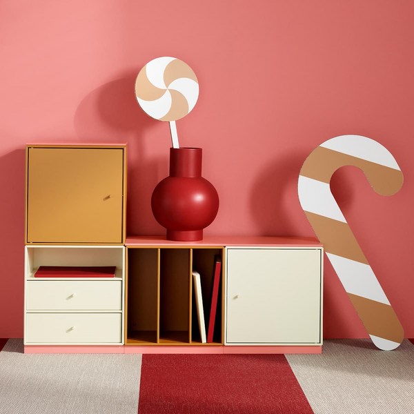  몬타나 미니 1006 모듈러 3단 2도어 서랍장, 옐로우 