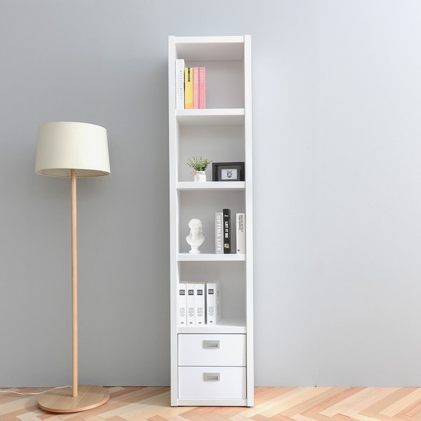  세로형 400 5단 틈새 높은 책꽂이 일반책장 서랍형 수납장, 메이플 