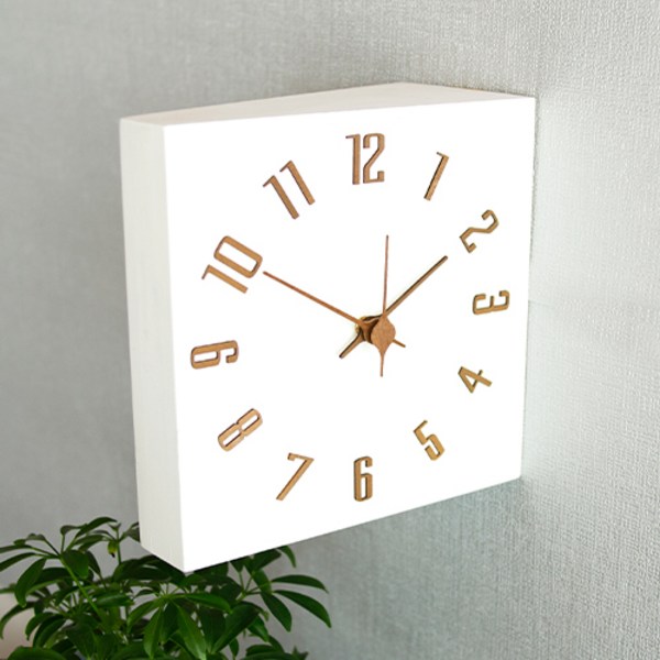  화이트 우드 무소음 원목 양면시계, 단품 