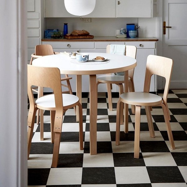 아르텍 원목 테이블 반원 사각 원형 식탁, 화이트4다리원탁 100x100x74cm