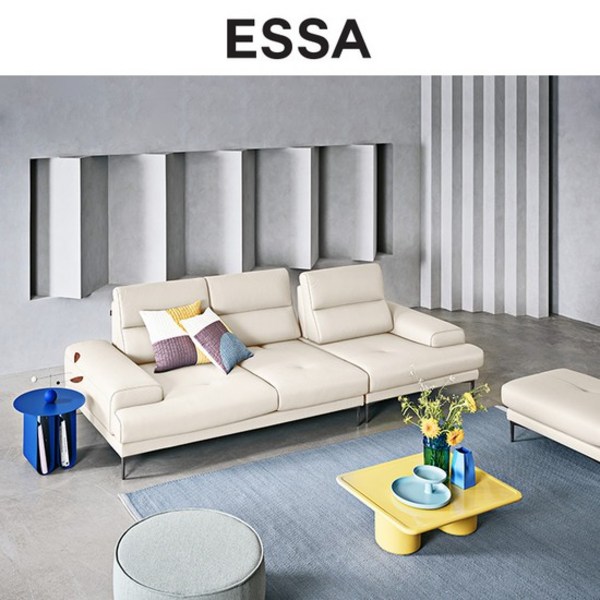 [에싸] 아르떼 4인 스윙기능 슈렁큰텐더 소가죽 소파+스툴, 미스티제이드