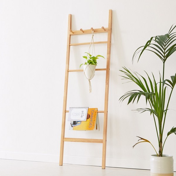  우디홈 원목 사다리 행거 우드 옷걸이 코트랙, 엣지 사다리행거_내추럴 