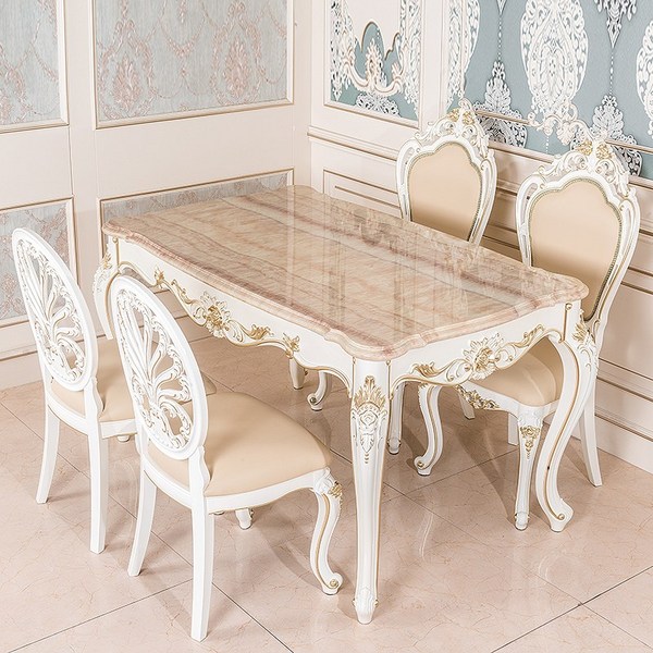  엔틱 식탁 세트 거실 주방 다이닝 테이블 4인용식탁, A에보니 의자 2개 