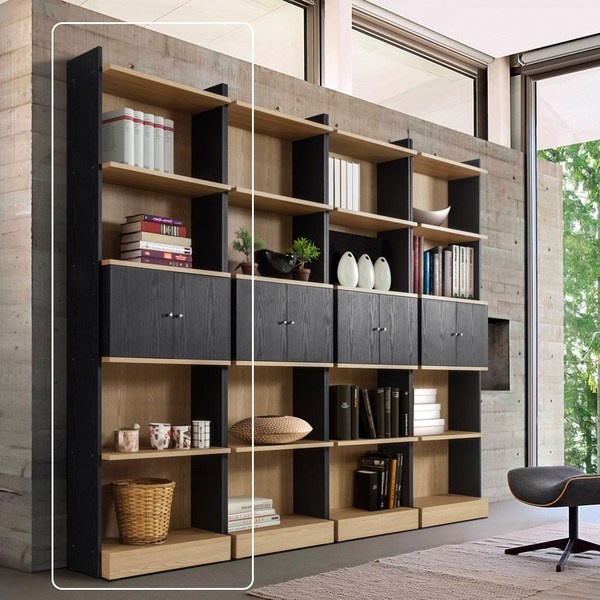 비앙스 레스토 600 인테리어책장, A형(블랙+내츄럴우드)