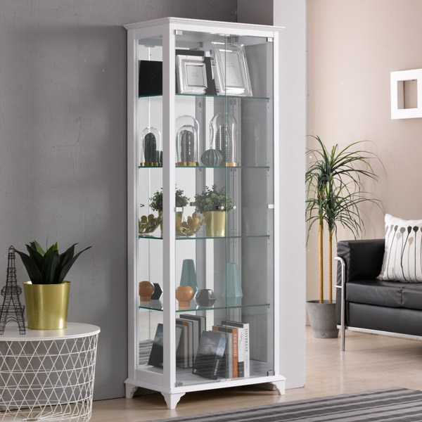 제이에스몰 아로마강화유리장식장 장식장, 5단-중(700)조명미설치-화이트