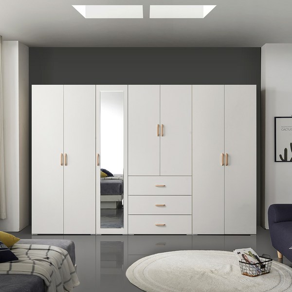 케이컴퍼니 이음2800장롱세트DCMD(옷장+3서랍옷장+400거울이불장+이불장) 옷장장롱세트, 화이트