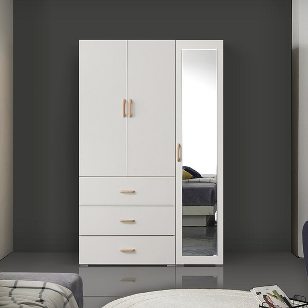  케이컴퍼니 이음1200장롱세트CM(3서랍옷장+400거울옷장 이불장) 전신거울장롱/장농세트, 화이트(3서랍옷장+400거울옷장) 