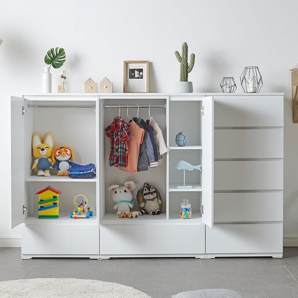 [유니크럭스]테미스 주니어장세트 미니옷장 아기옷장 키즈장 베이비장, 1.화이트