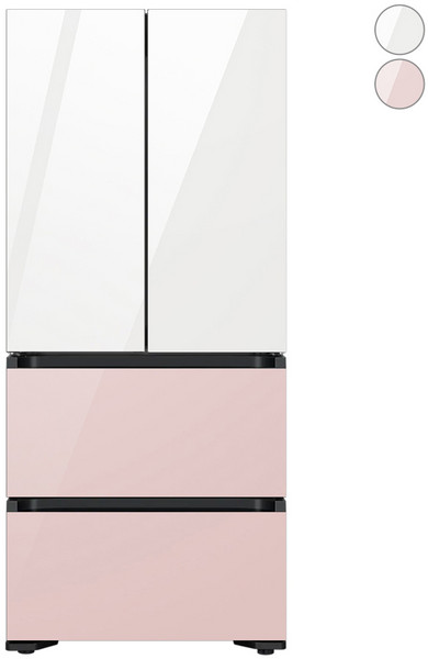 [10% 환급가전] [색상조합형] 삼성전자 비스포크 583L 스탠드형 4도어 김치냉장고 AI 김치플러스 방문설치, 글램화이트 + 글램핑크, RQ58DB94U1AP